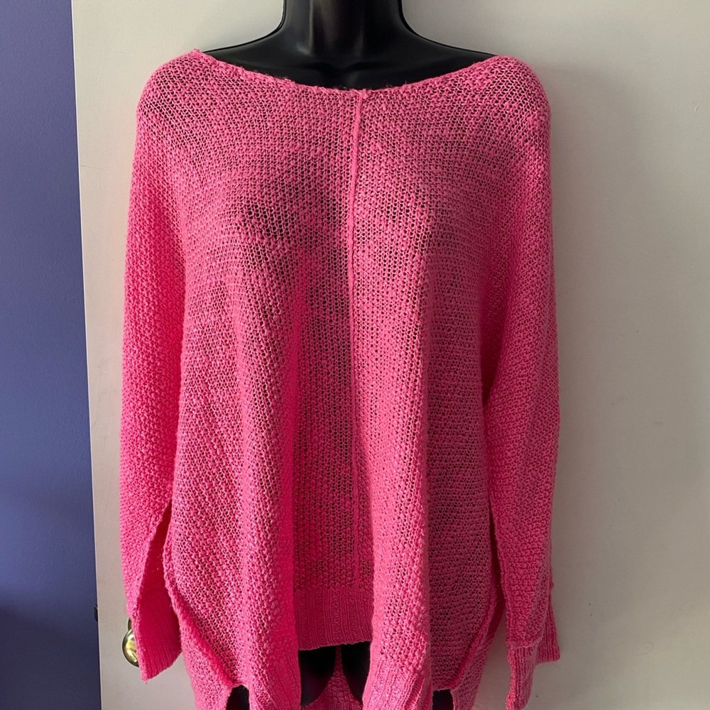 LA MIEL Pink Crew Neck Sweater with Relaxed Fit